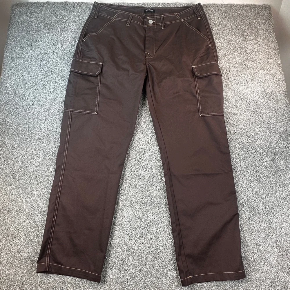 True Religion Cargo SN Pants Mens 36 Bracken Brown Stitch Streetwear NEW